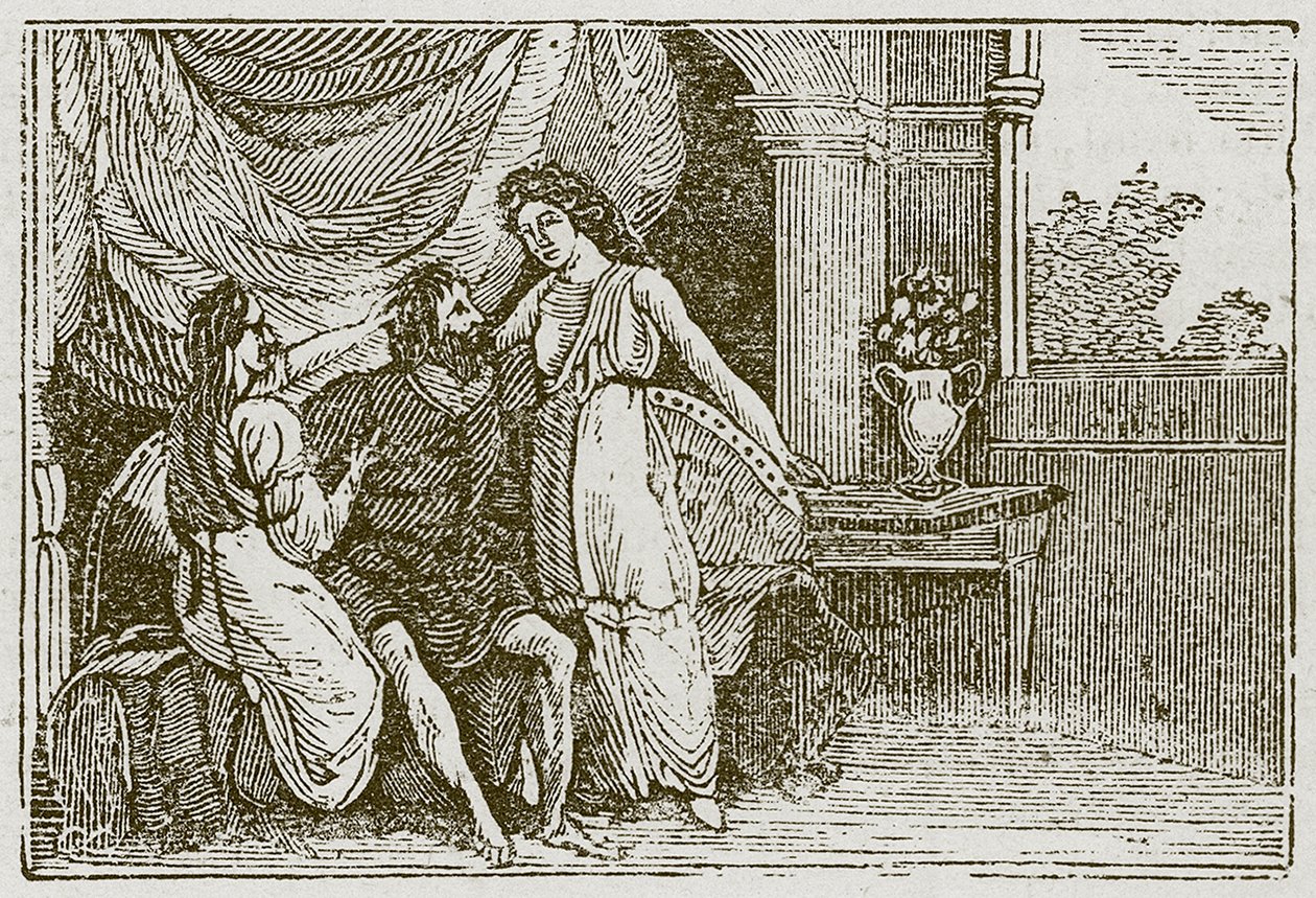 Mannen och hans två fruar (gravyr) av English School