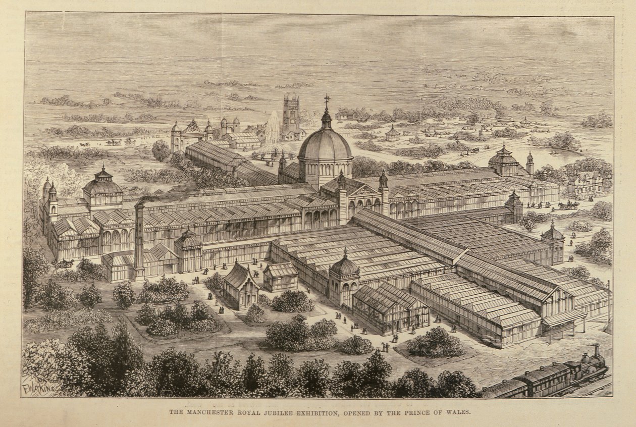 Manchester Royal Jubilee Exhibition, öppnad av Prince of Wales, från The Illustrated London News, 7 maj 1887 av English School
