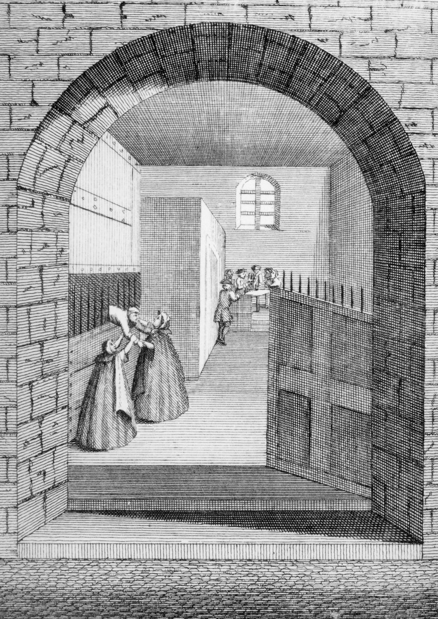 The Way of John Shepherds flykt ut ur det fördömda hålet i Newgate, 1724 av English School