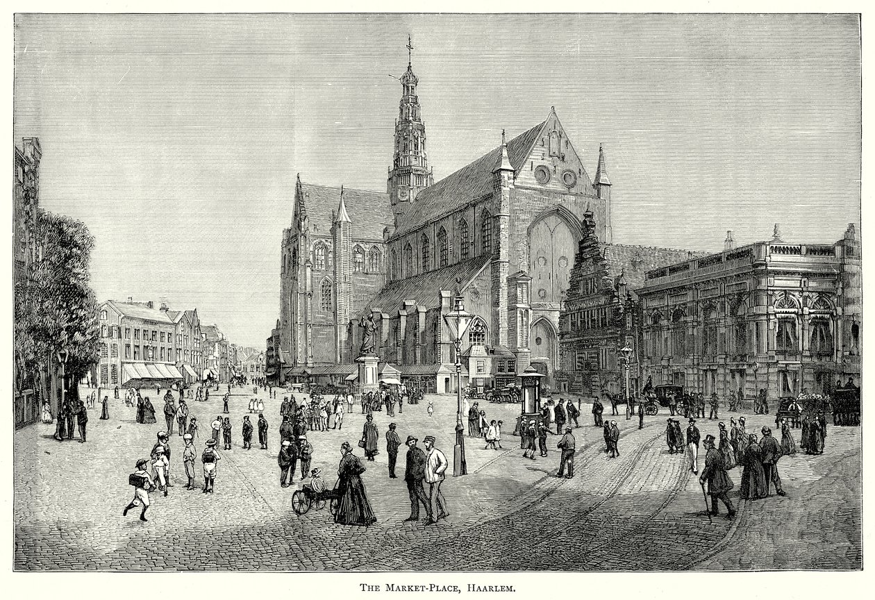 Marknadsplatsen, Haarlem (gravyr) av English School