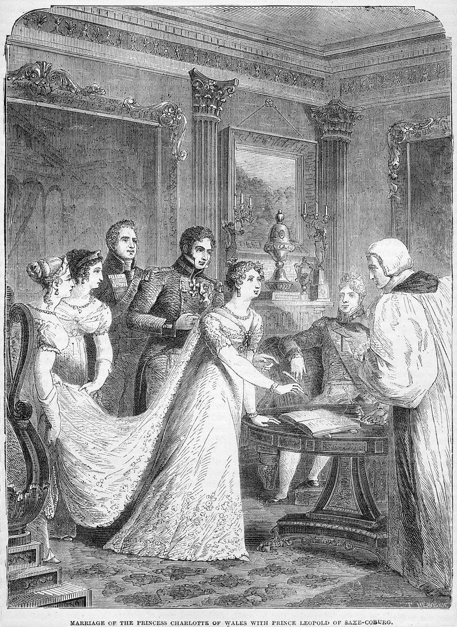 Prinsessan Charlotte av Wales bröllop med prins Leopold av Saxe-Coburg, 2 maj 1816 av English School