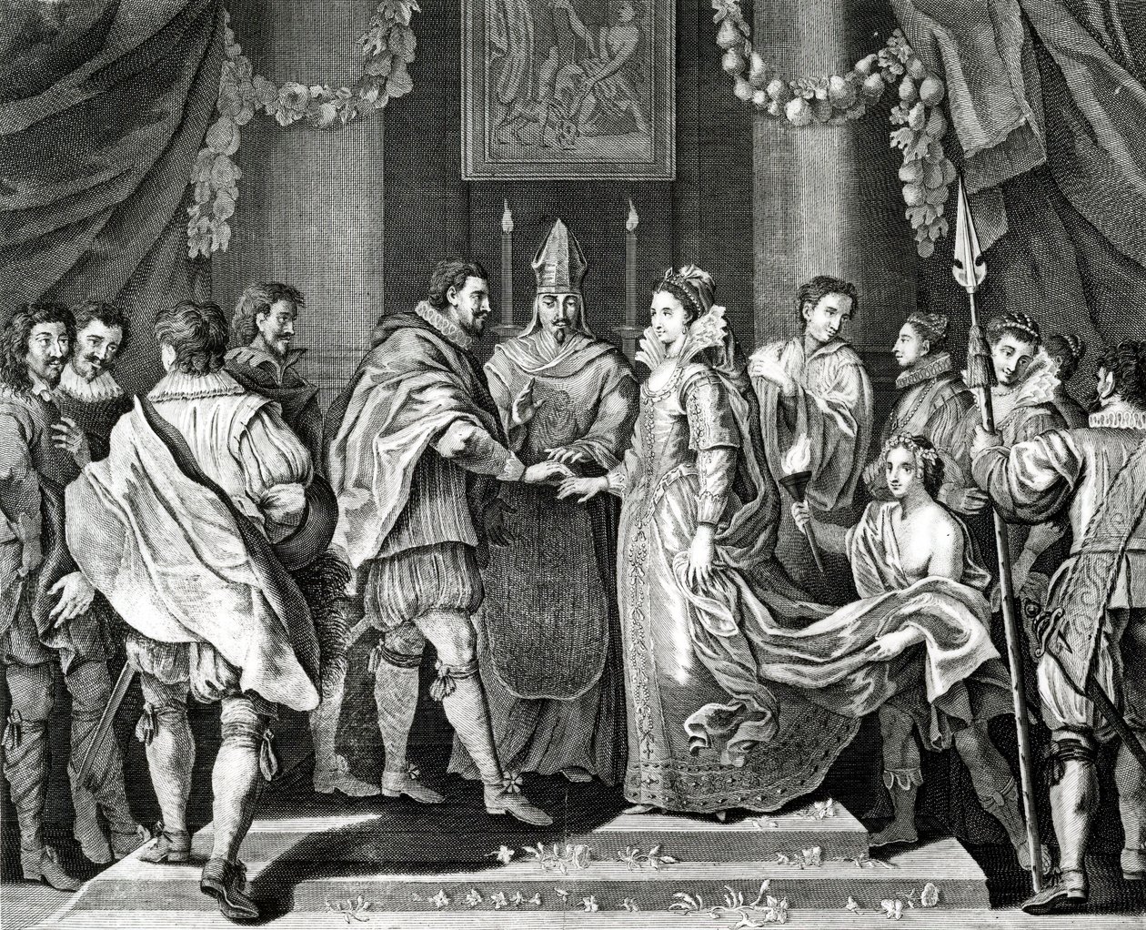The Marriage of the King, efter en målning av L. Cheron, 1800-talet av English School