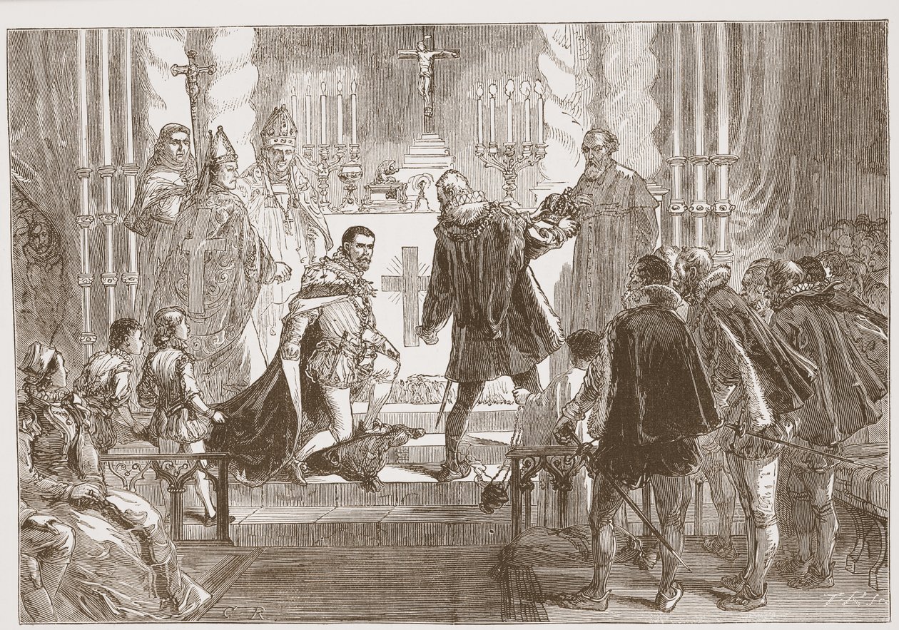 Marskalken av Polen kräver eden från hertigen av Anjou, illustration från The History of Protestantism av James Aitken Wylie (1808-1890), pub. 1878 av English School