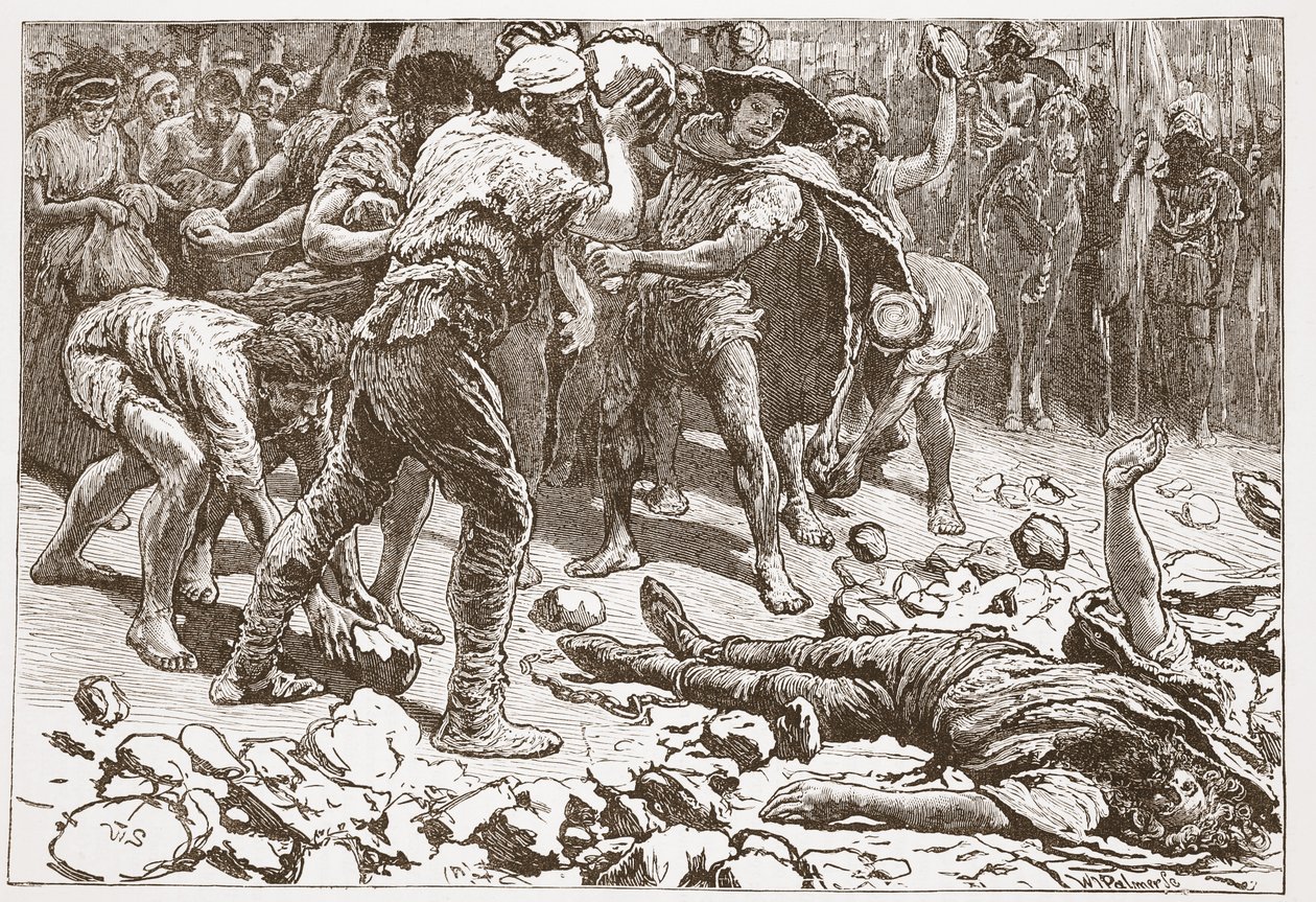 Martyrskapet av Constantine av Samosata, illustration från "The History of Protestantism" av James Aitken Wylie (1808-1890), pub. 1878 (gravyr) av English School
