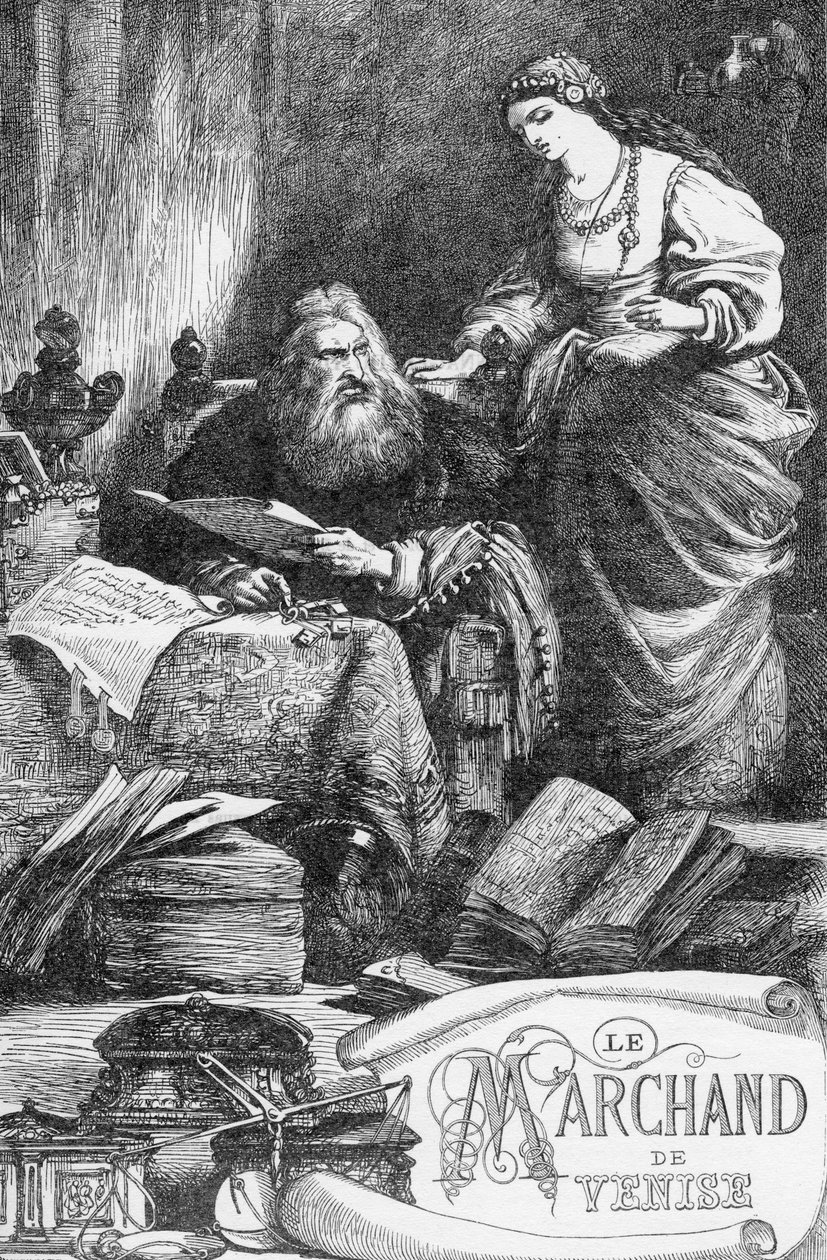 The Merchant of Venice - The Merchant of Venice - Illustration i "" Works complete by William Shakespeare"" 1866 - Illustrationerna och den allmänna formen för denna utgåva är lånade från Cassells illustrerade Shakespeare, publicerad i London av English School