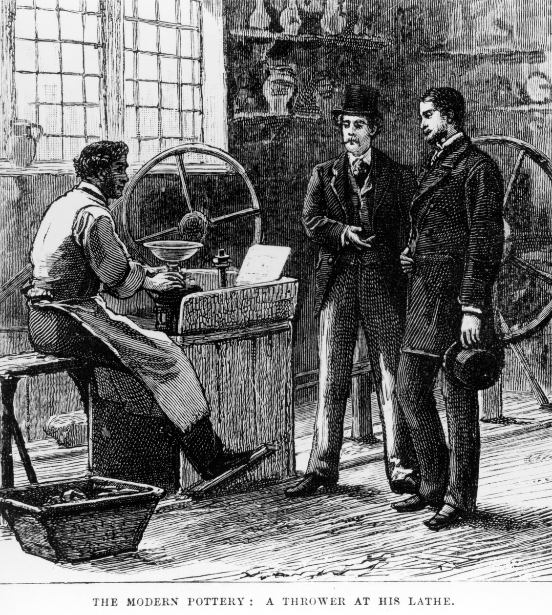 The Modern Potter: A Thrower at his lathe, 1800-talet av English School