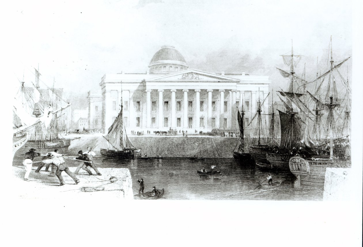 The New Custom House, Liverpool, ca 1830 av English School