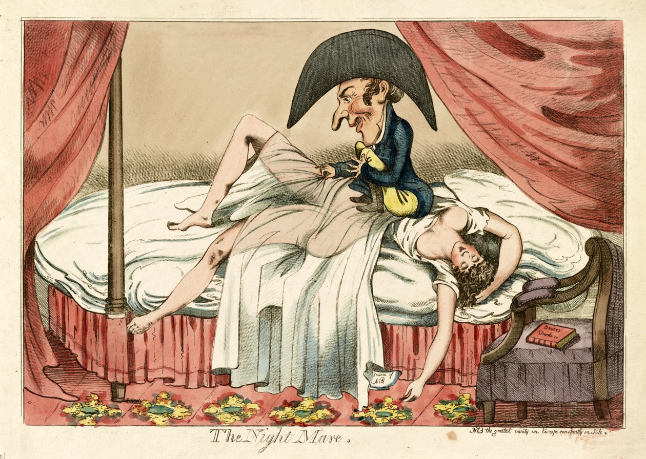 The Night Mare, pub. 1790 (handfärgad gravyr) av English School