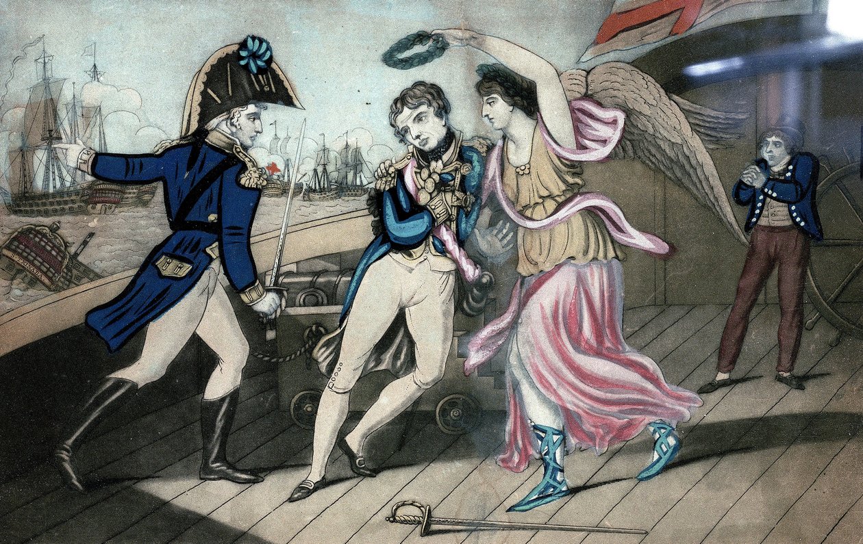 Den ädle amiralen Lord Nelson, som föll i segerns armar, 11 mars av English School