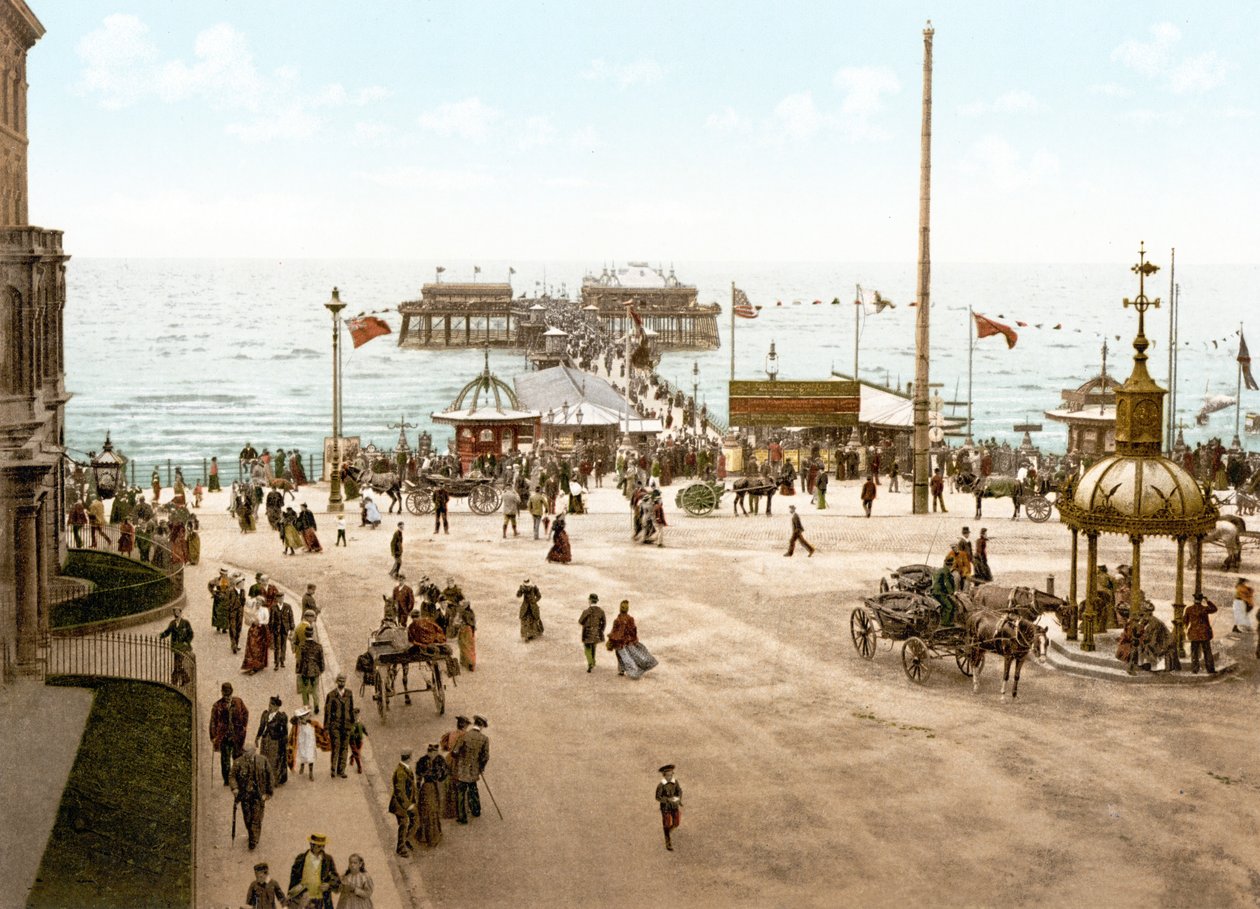The North Pier, Blackpool (handfärgat foto) av English School