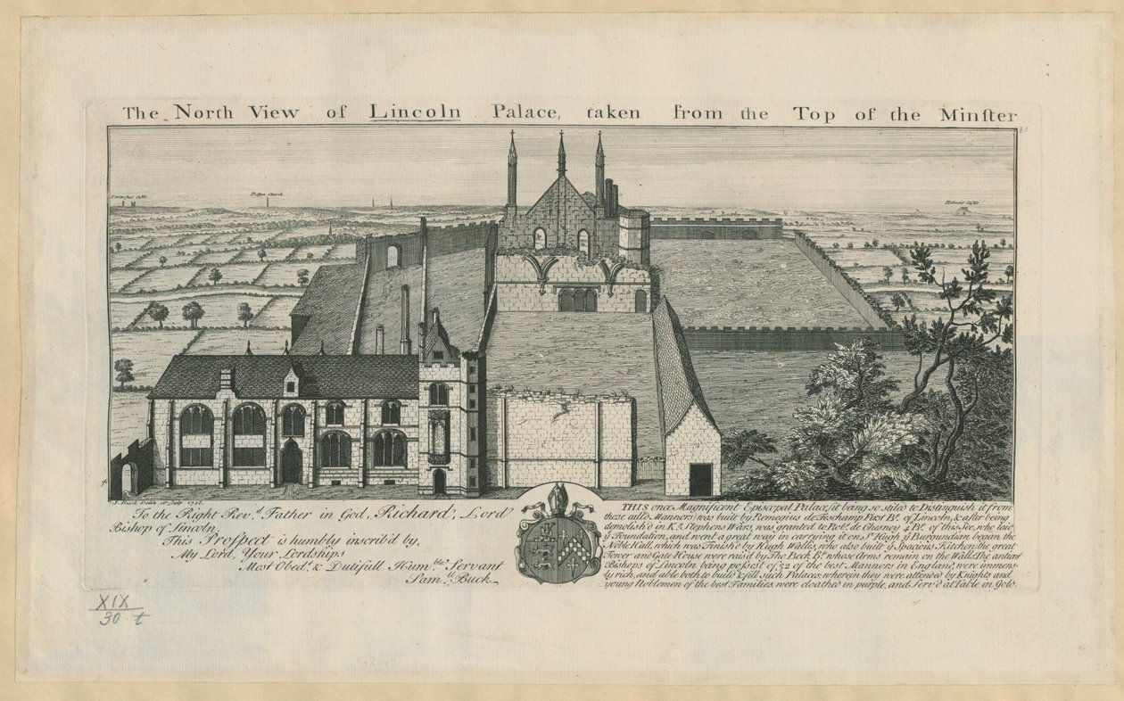 Den norra utsikten över Lincoln Palace, tagen från toppen av Minster av English School
