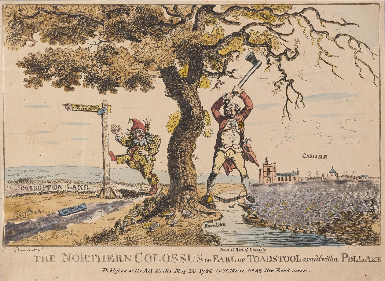 The Northern Colossus eller Earl of Toadstool, pub. 1786 (handfärgad gravyr) av English School