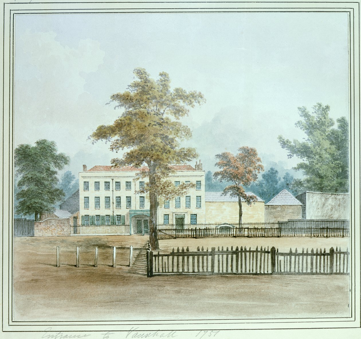 Det gamla huset och ingången till Vauxhall Gardens, 1751 av English School