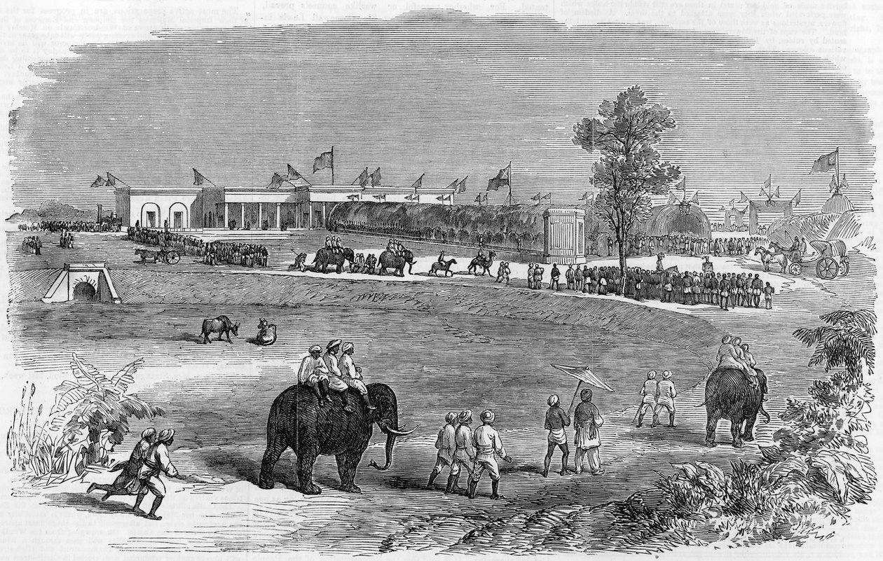 Öppningen av East Indian Railway: Burdwan Station, 1855 av English School