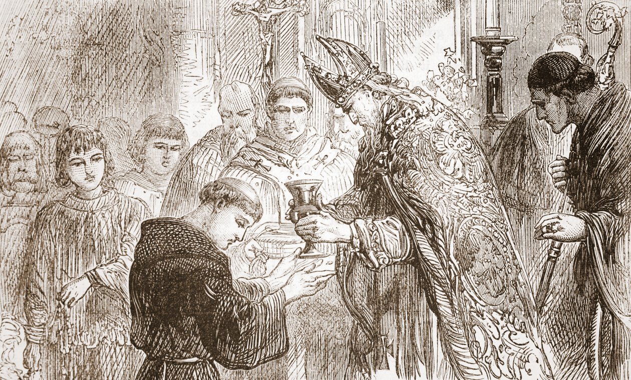 Prästvigningen av Luther till prästadömet, illustration från The History of Protestantism av James Aitken Wylie (1808-1890), pub. 1878 av English School