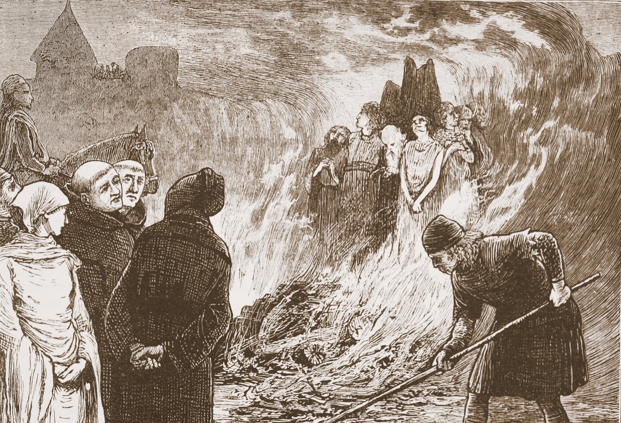 Orleans Martyrs, illustration från "The History of Protestantism" av James Aitken Wylie (1808-1890), pub. 1878 (gravyr) av English School