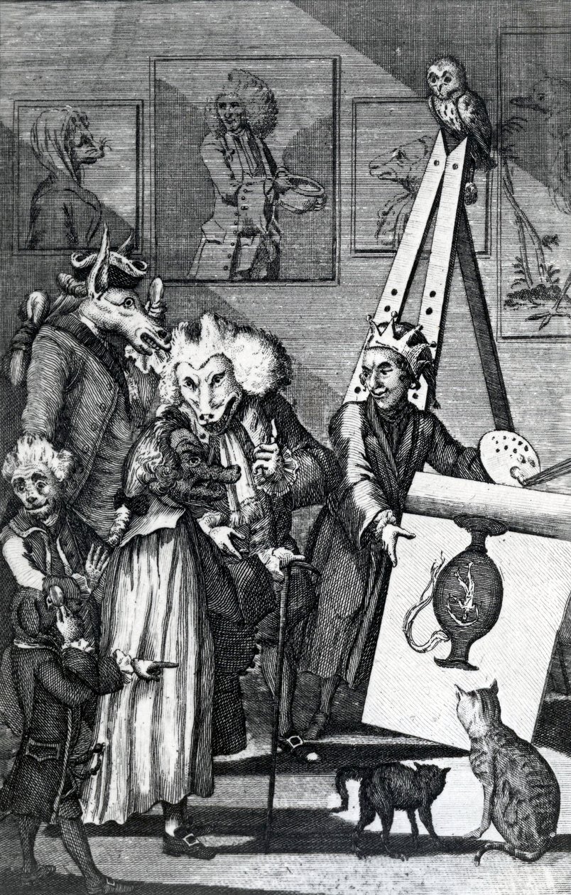 Målaren skickade in sin bild till Examination of Connoisseurs and Antiquarians, 1774 av English School