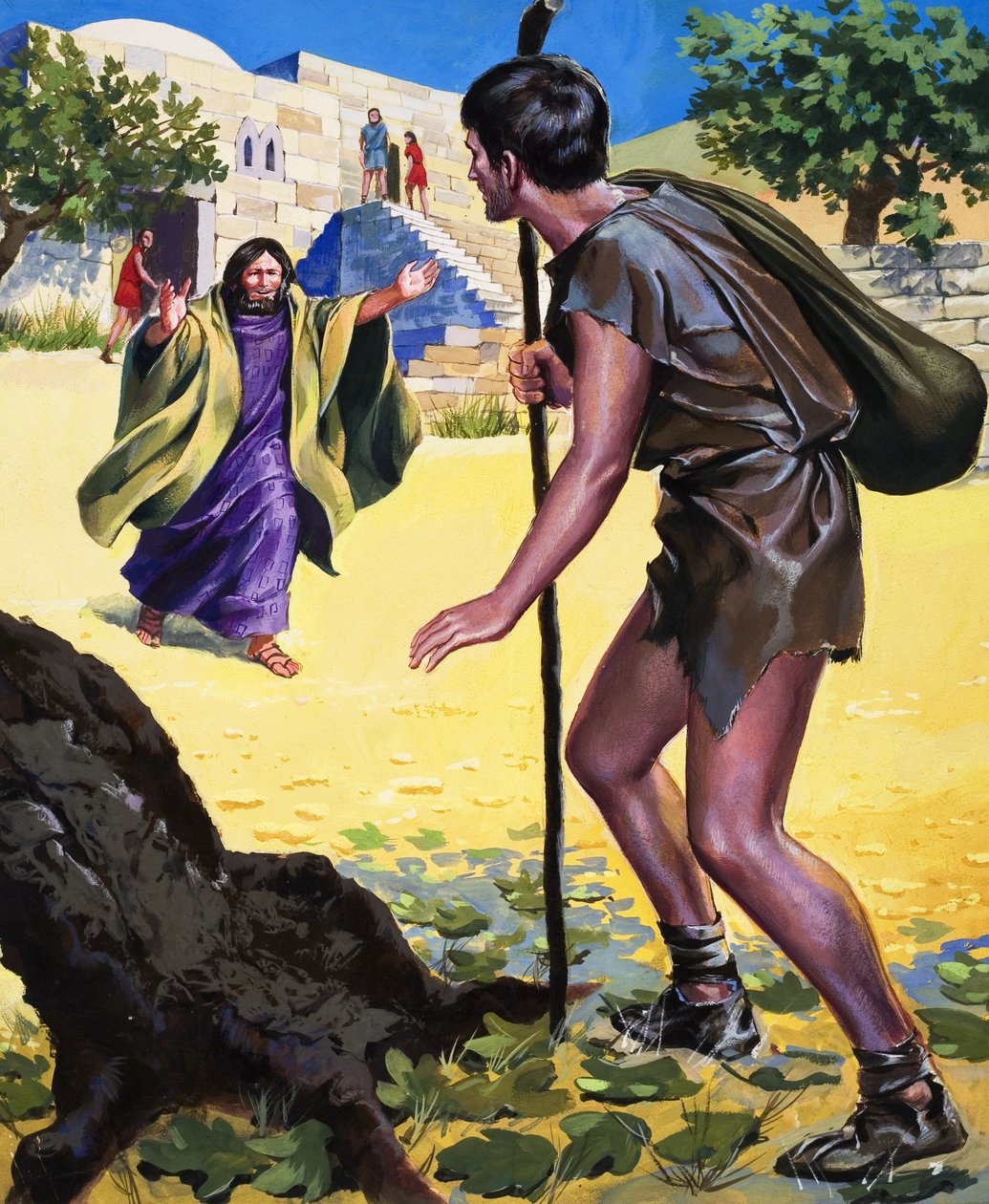 Liknelsen om den förlorade sonen (gouache på papper) av English School