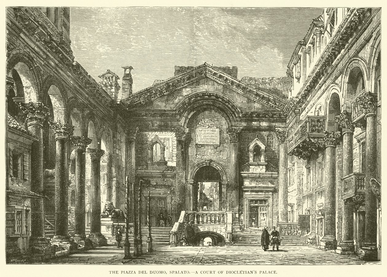 Piazza del Duomo, Spalato, en gård i Diocletianus palats (gravyr) av English School