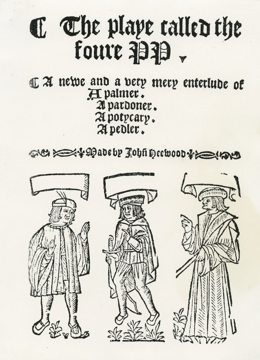 The Play kallade foure PP, c. 1530 (träsnitt) av English School