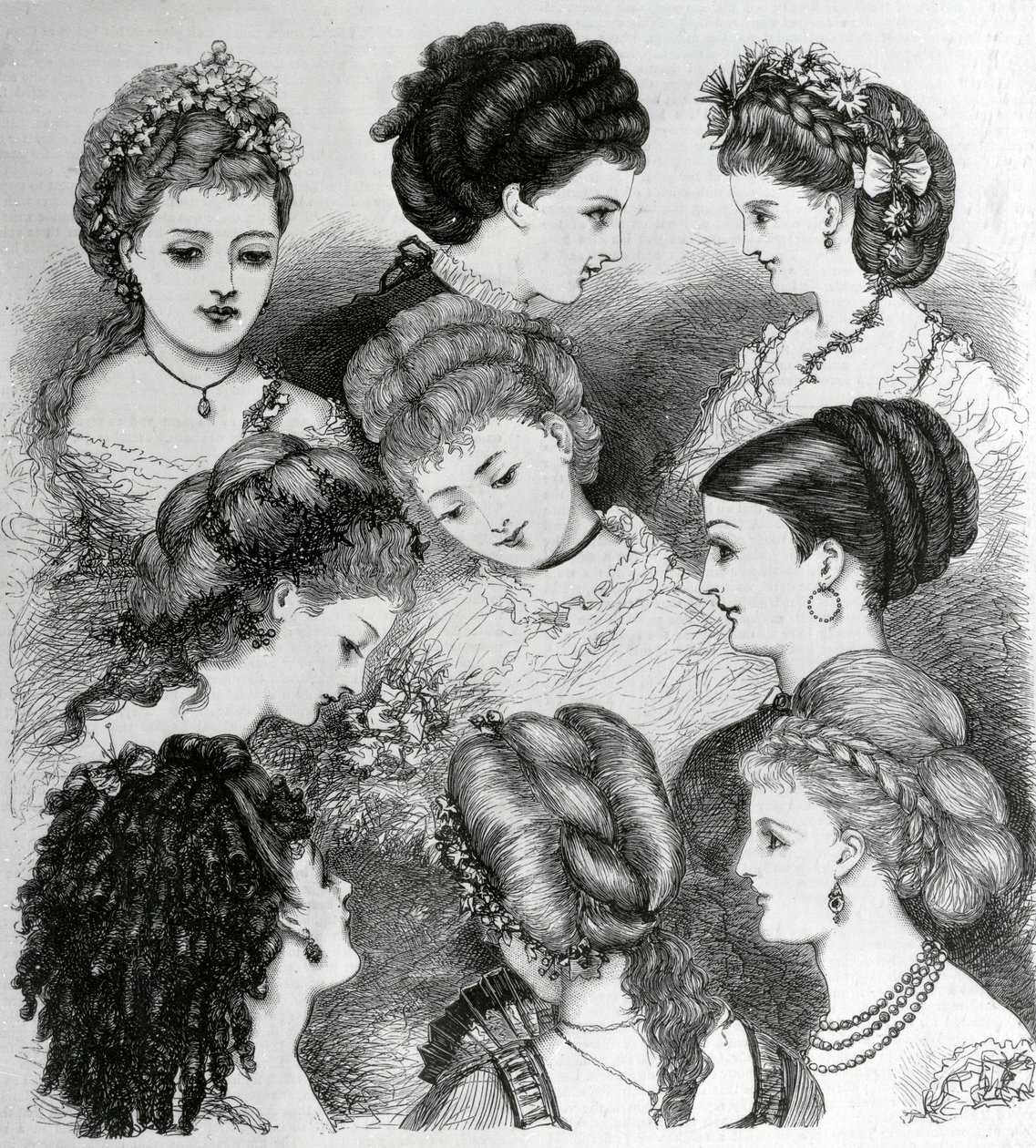 Det nuvarande modet i håret, 1870 av English School