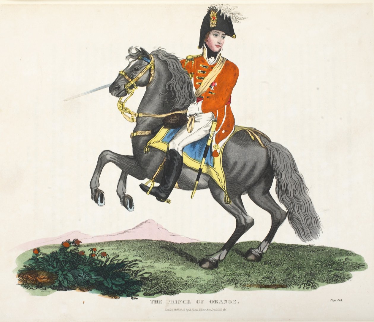 Prinsen av Orange, pub. av Richard Evans, engr Romney, illustration från An Historical Account of the Battle of Waterloo av William Mudford, 1816 av English School