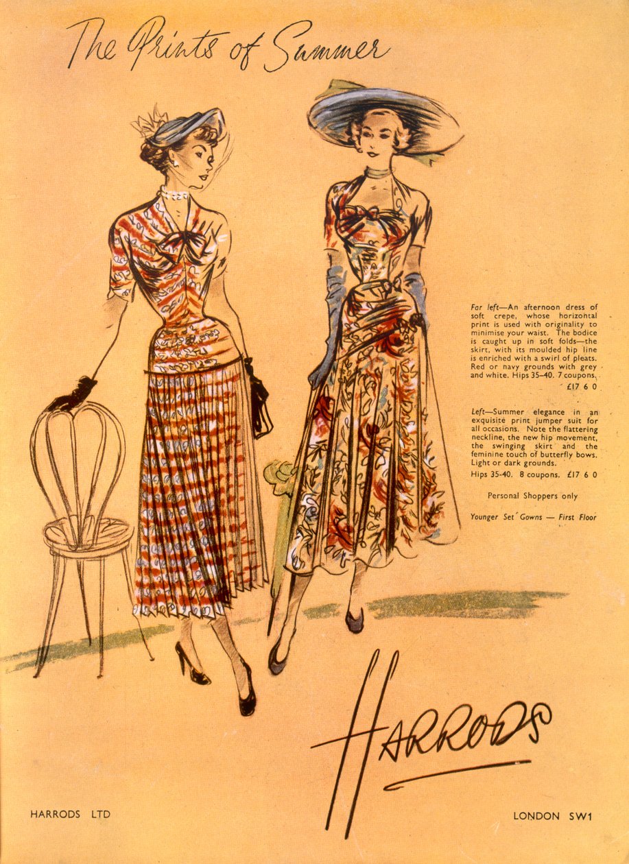 The Prints of Summer, från Harrods Ltd juni 1948 av English School
