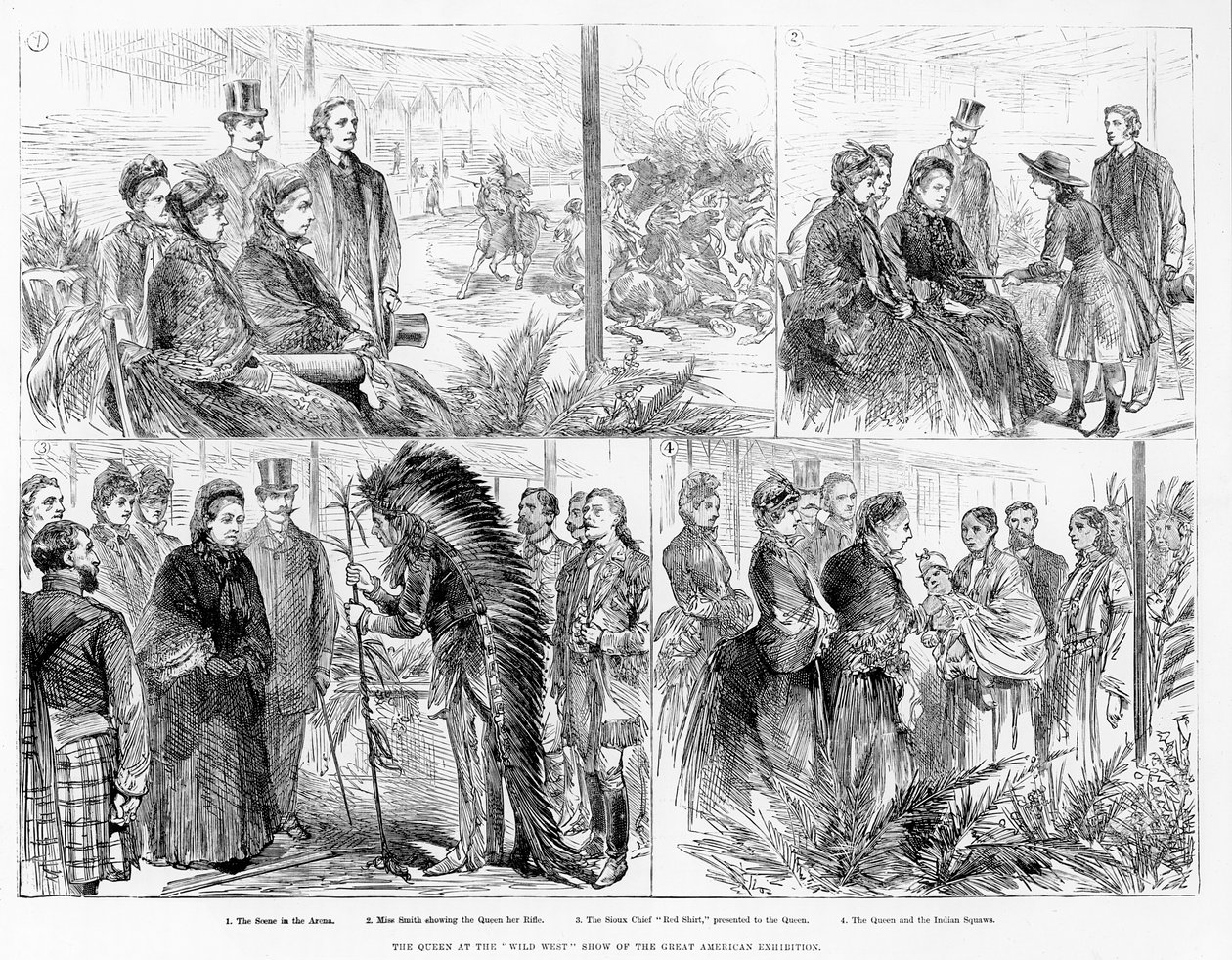Drottningen vid vilda västern-utställningen på Great American Exhibition, 1887 av English School