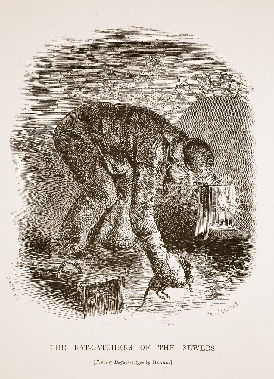 Råttfångarna av avloppen, från daguerreotypien av Richard Beard, illustration från London Labor och London Poor av Henry Mayhew, pub. 1862 av English School