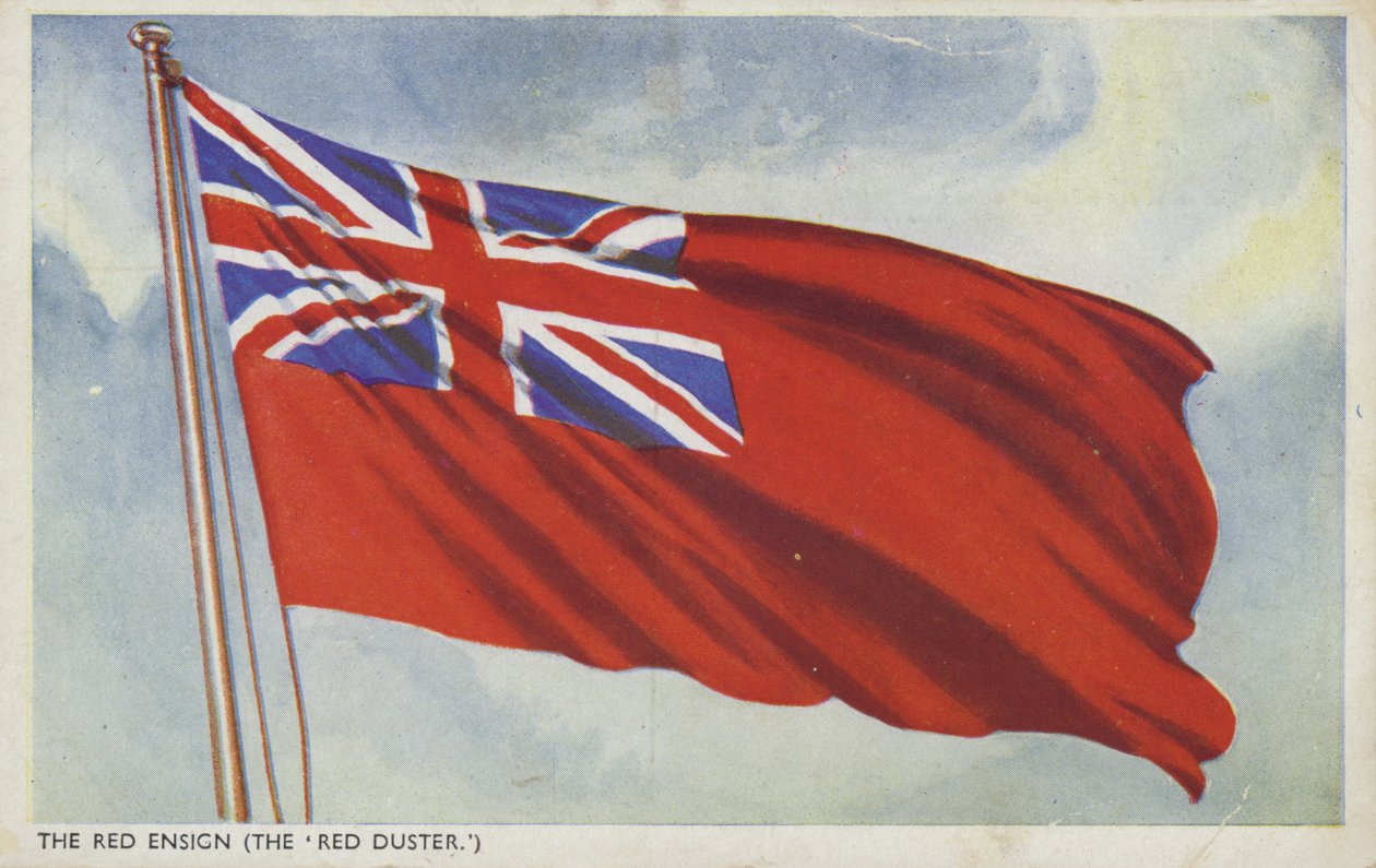 The Red Ensign (färglitografi) av English School