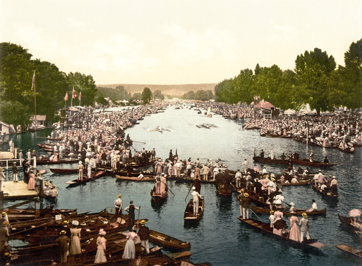 The Regatta Course II, Henley-on-Thames (handfärgat foto) av English School