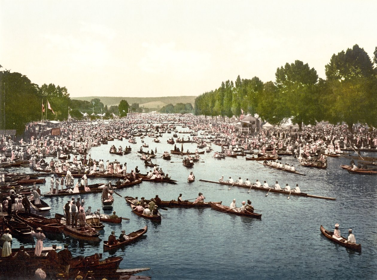 Regattabanan I, Henley-on-Thames (handfärgat foto) av English School