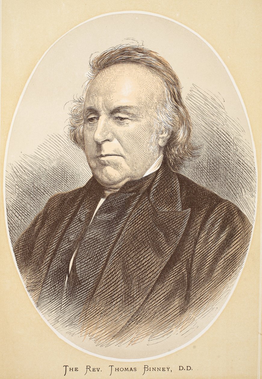 Rev. Thomas Binney, D.D., illustration från The Pictorial Edition of the Life and Discoveries of David Livingstone av J. Ewing Richie, pub. av A. Fullarton & Co., 1876 av English School