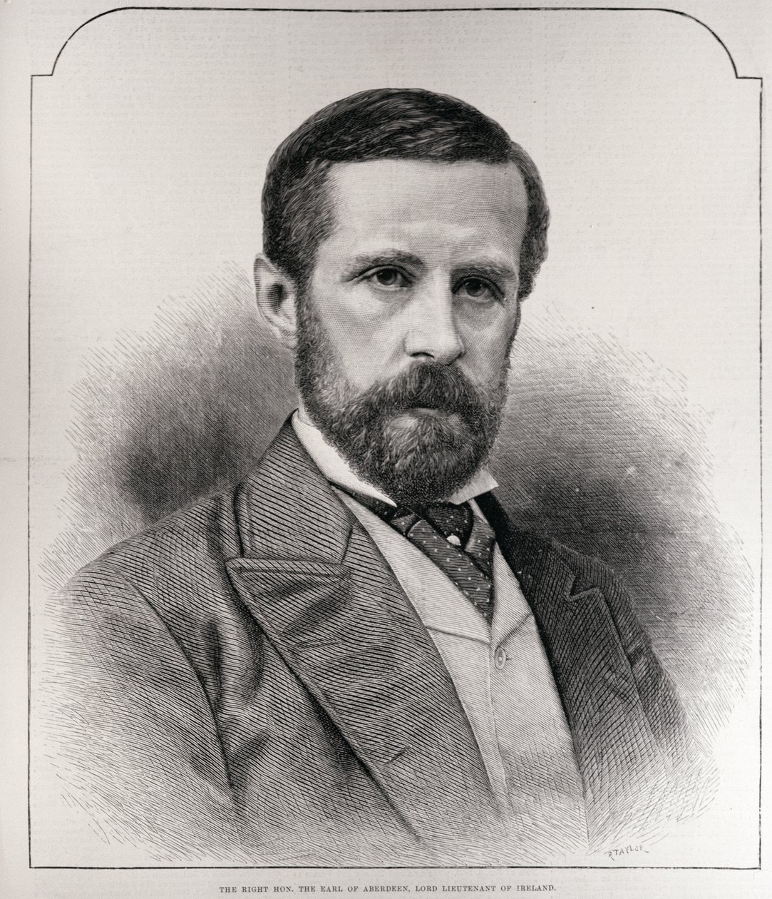 Den högra Hon. The Earl of Aberdeen, Lord Lieutenant of Ireland, graverad av R. Taylor, från 