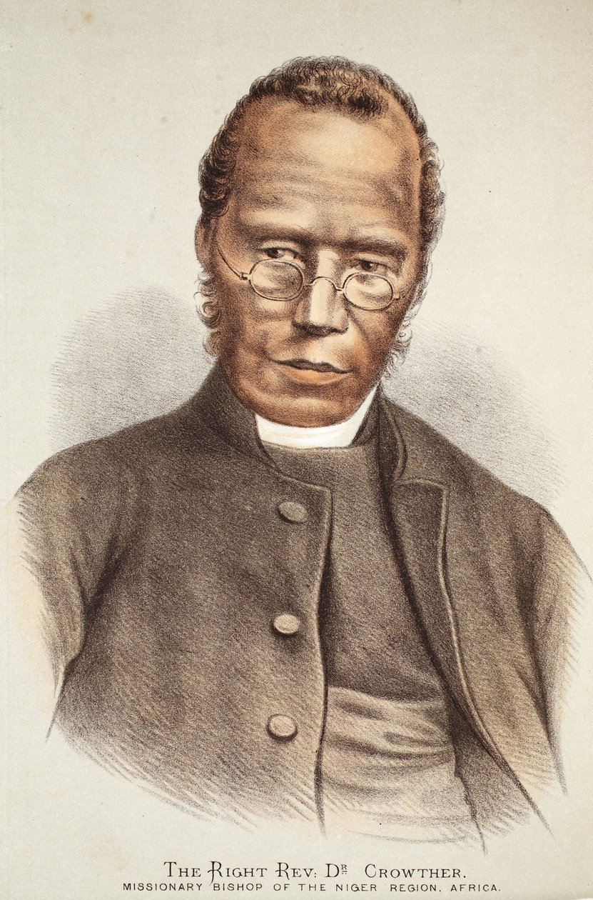 Den högra Rev. Dr. Crowther, illustration från den bildliga upplagan av David Livingstones liv och upptäckter av J. Ewing Richie, pub. av A. Fullarton & Co., 1876 av English School