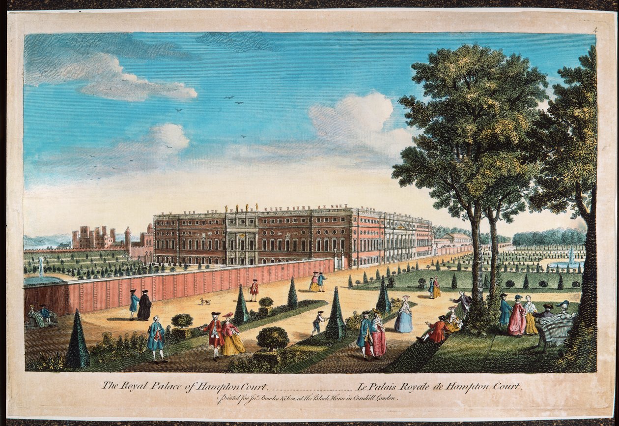 The Royal Palace of Hampton Court (handfärgad gravyr) av English School