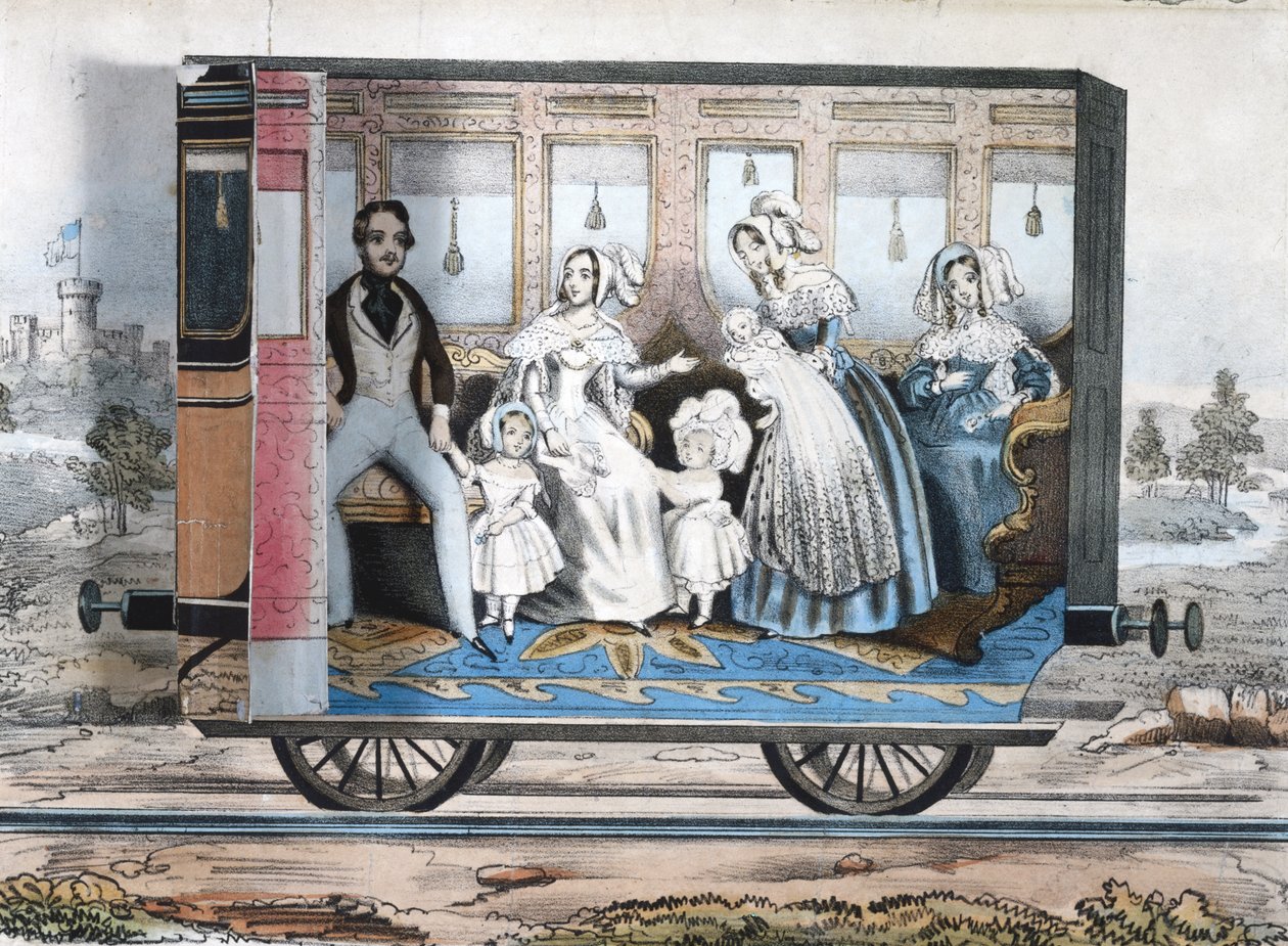 Den kungliga järnvägsvagnen, ca 1848 av English School