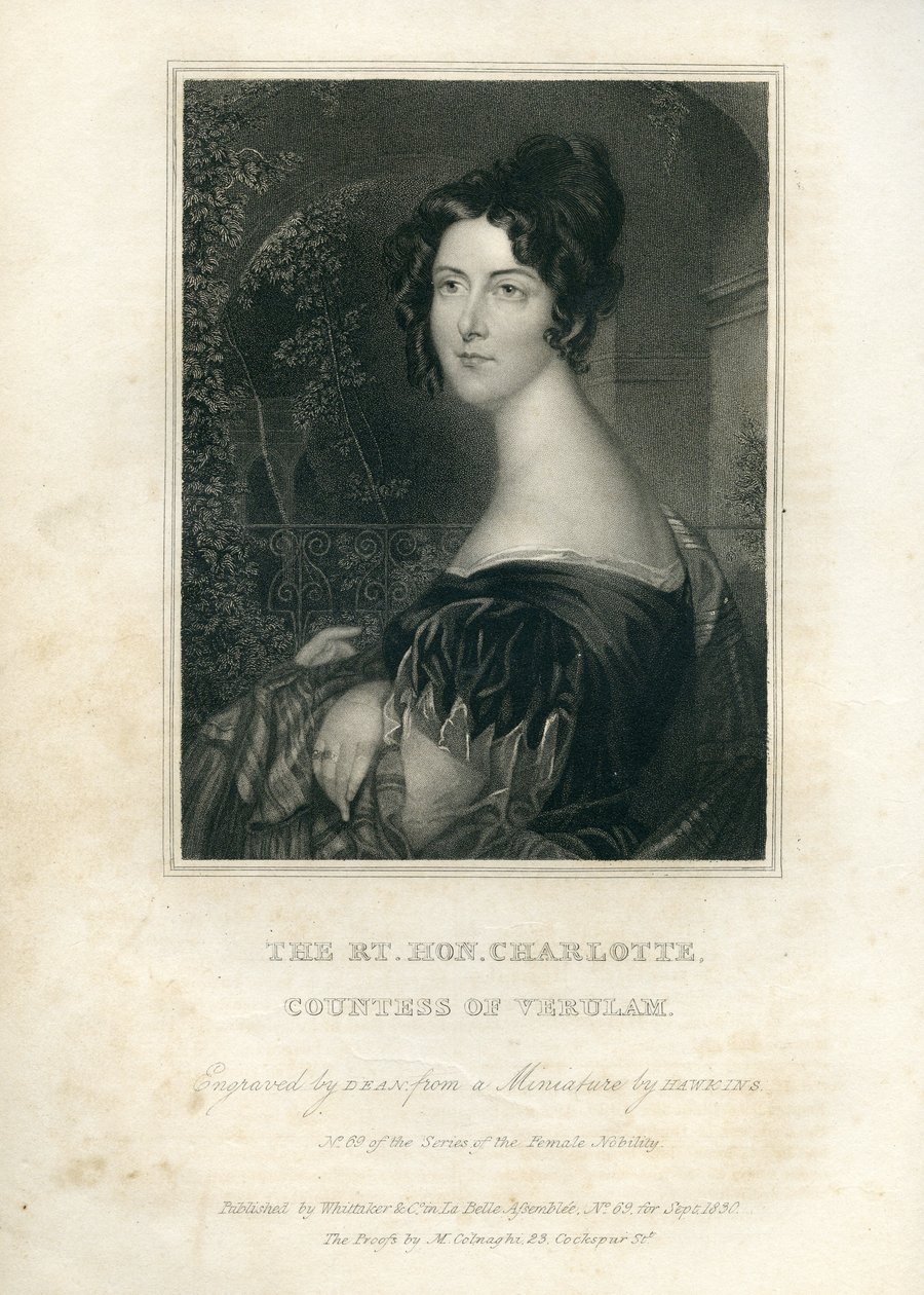 Rt. Hon. Charlotte, grevinna av Verulam, 1830 av English School