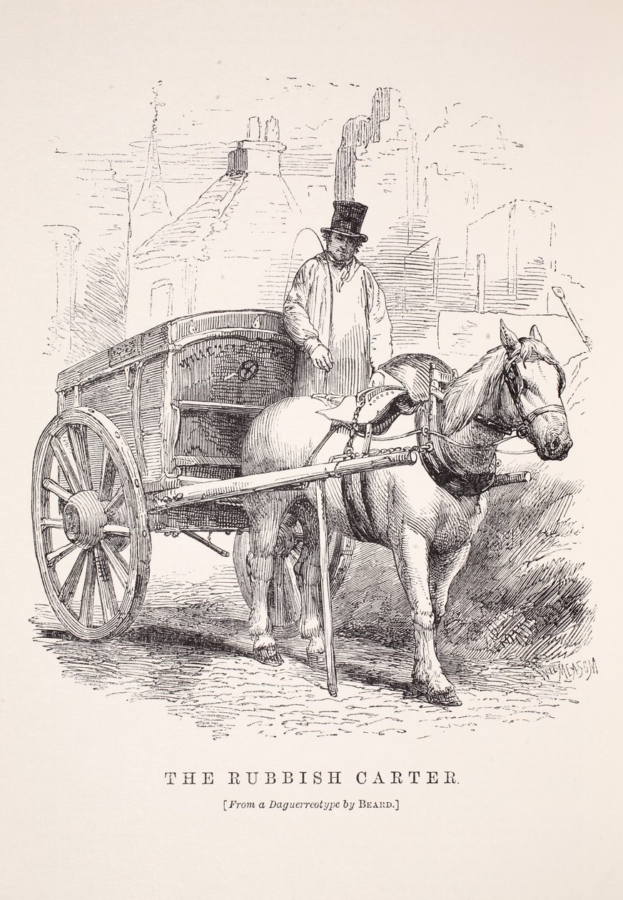 The Rubbish Carter, från daguerreotypien av Richard Beard, illustration från London Labor och London Poor av Henry Mayhew, pub. 1862 av English School