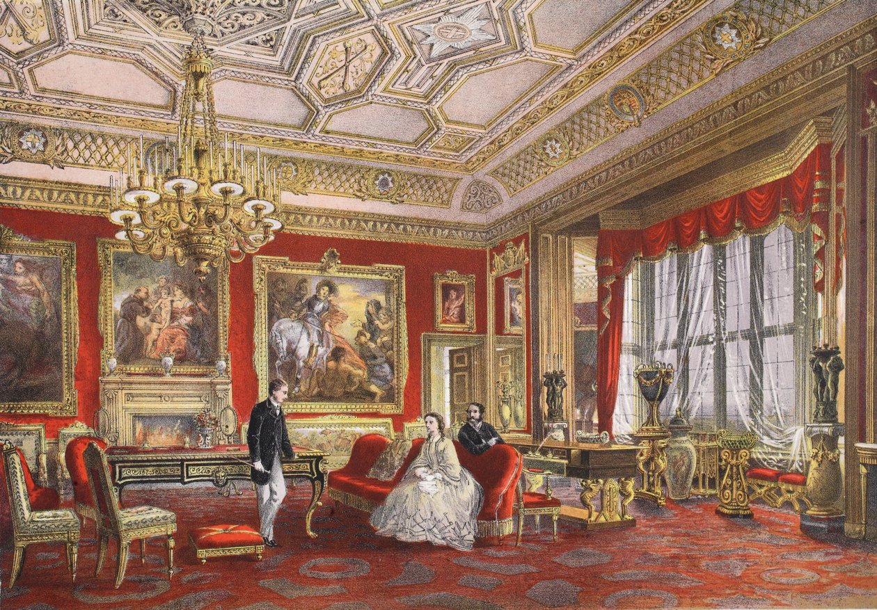 The Rubens Room, Windsor Castle, från A Memorial of the Marriage of Edward VII and Alexandra of Denmark, pub. 1864 av English School