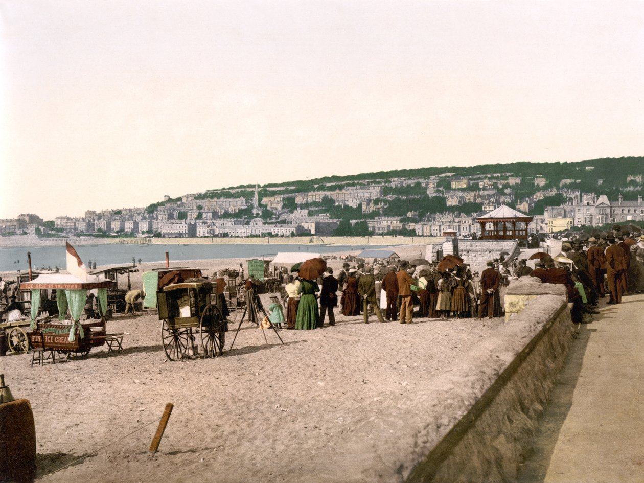 The Sands, Weston-Super-Mare (handfärgat foto) av English School