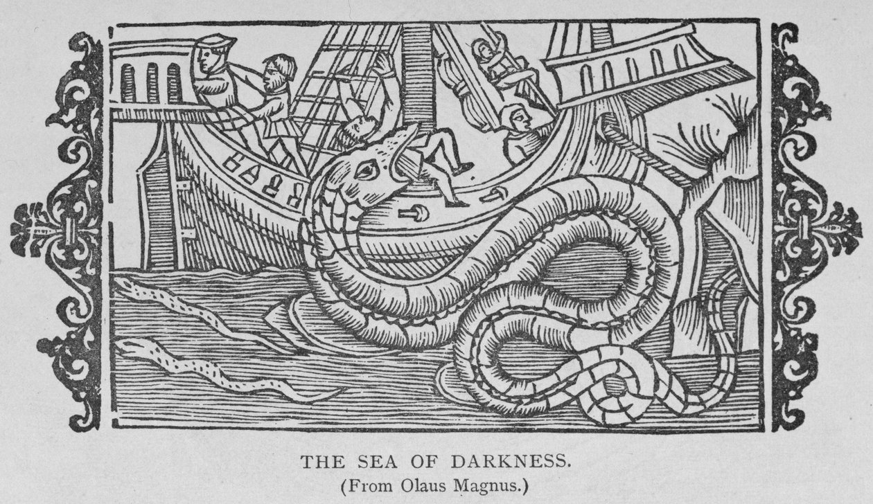 The Sea of Darkness, från en bok av Olaus Magnus (1490-1557), från "Narrative and Critical History of America", pub. år 1889 av English School