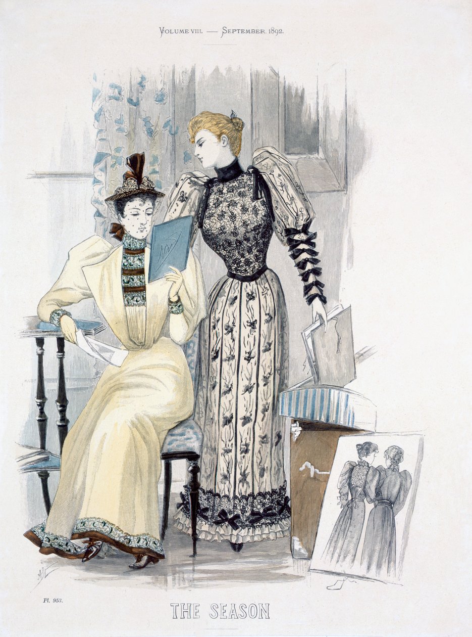The Season, modetavla för The Queen, september 1892 av English School