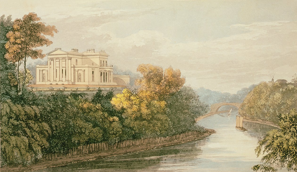 Sätet för G.B. Greenough Esq., Regents Park, från Ackermanns Repository of Arts, publicerad ca 1826 av English School