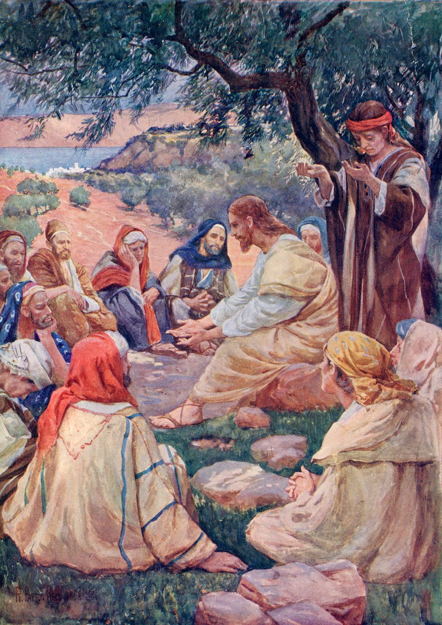 Bergspredikan, ur "A Book of Modern Palestine" av Richard Penlake, utgiven ca 1910 (tryck) av English School
