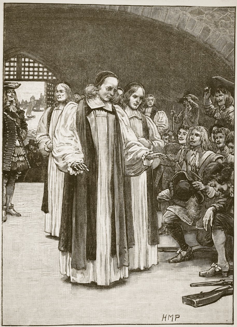 De sju biskoparna som går in i tornet, illustration från Cassells Illustrated History of England (sepiafoto) av English School