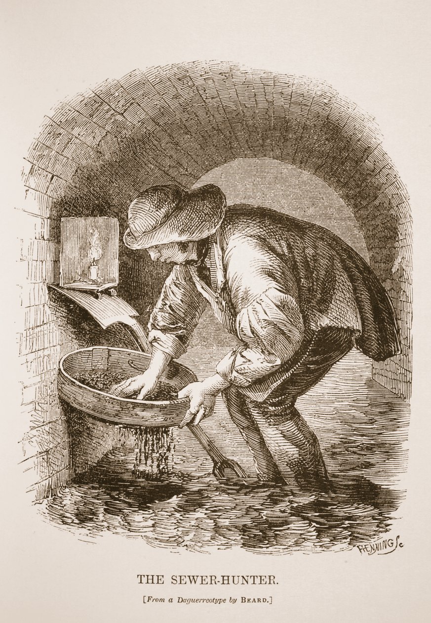 The Sewer-Hunter, från daguerreotypien av Richard Beard, illustration från London Labor och London Poor av Henry Mayhew, pub. 1862 av English School