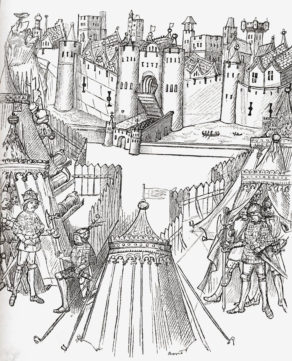 Belägringen av Rouen i Frankrike 1418, ur "A Short History of the English People" av J. R. Green, publicerad 1893. av English School