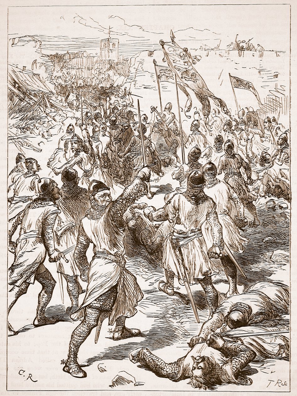 The Siege of Waterford, illustration från Cassells Illustrated History of England (sepiafoto) av English School