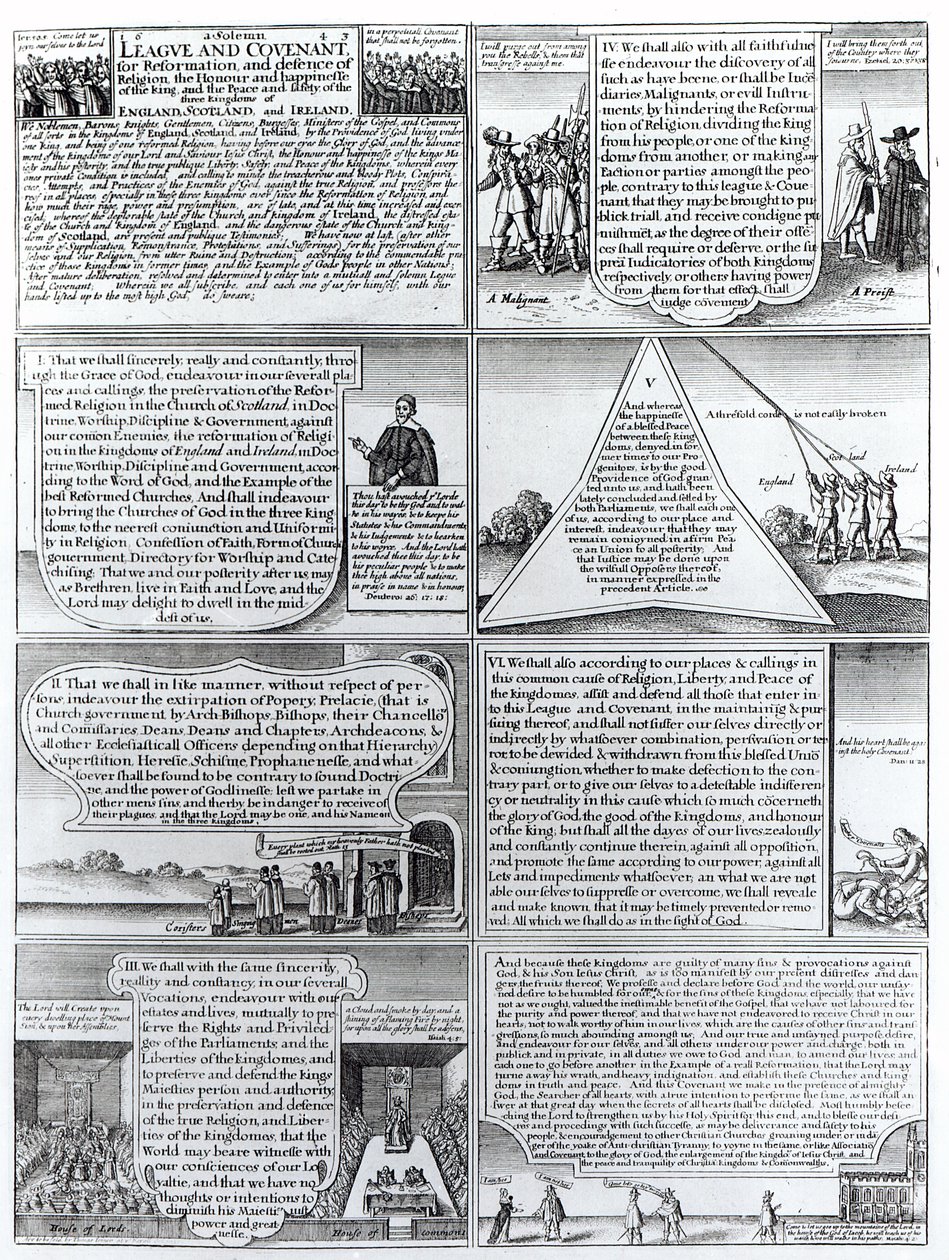 The Solemn League and Covenant 1643, graverad av W. Hollar (1607-77) av English School
